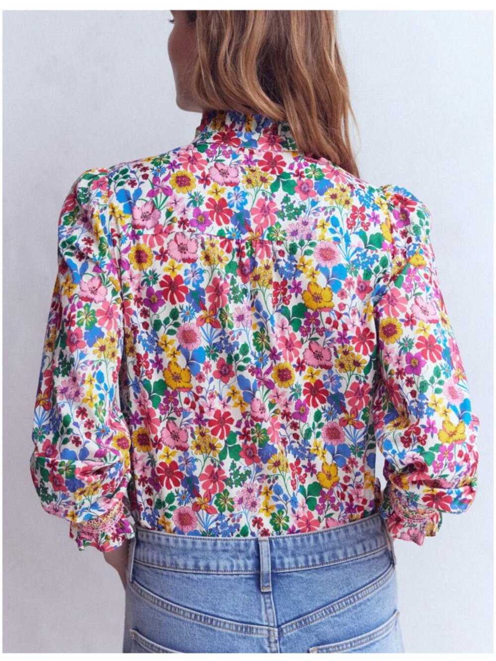 NWT Boden Esme Smocked Detail Frill Top floral blouse size US 8 UK 12 M garden - Picture 4 of 9